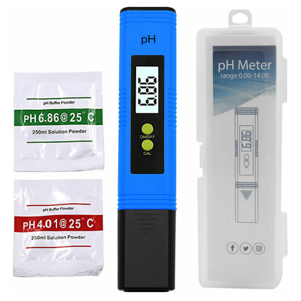 PH Digital mätare, Digital vattenkvalitetstestare LCD, 0.01 pH precision, mätområde för 0-14 pH, för dricksvatten, akvarier, hydroponik, simning
