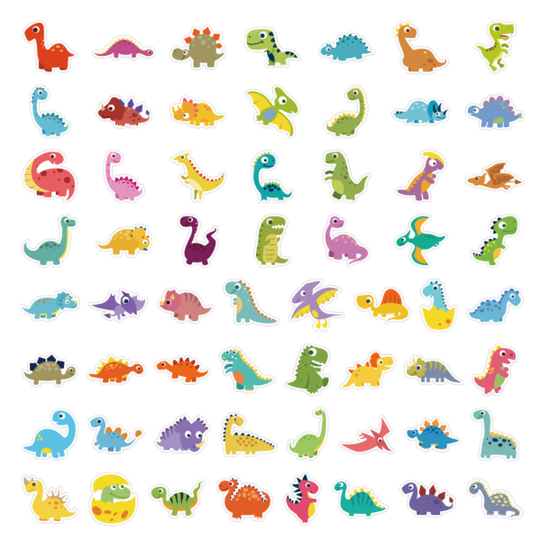 60 Dinosaur Stickers, Laptop Stickers, Vinyl Stickers til Biler, Bagage, Skateboards, Motorcykler, Teenagere og Voksne