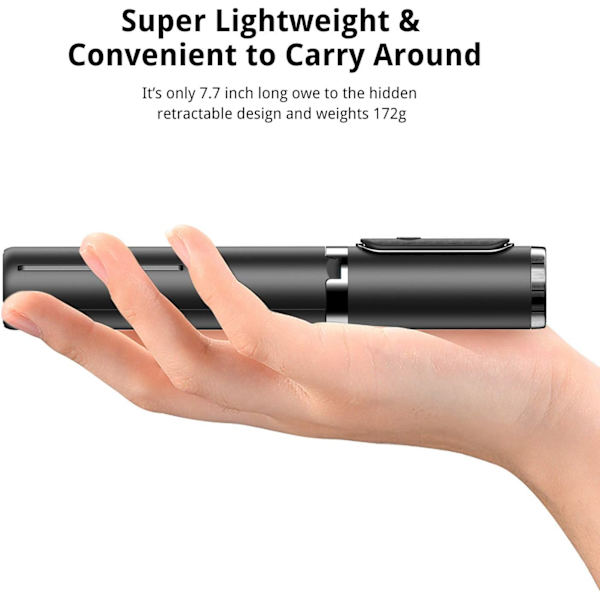 Tripod Monopod Bluetooth Teleskopisk 3 i 1 Udtrækkelig 270° Rotation TikTok til iPhone og Android, Videooptagelse, Livestreaming
