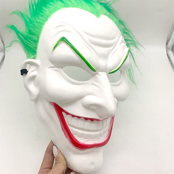 Vuxen clown mask i PVC + hår, flerfärgad, one size.