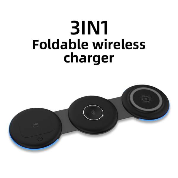 Disc folding three-in-one magnetic suction wireless charging desktop 15 fast charging mobile phone watch earphone wireless charger