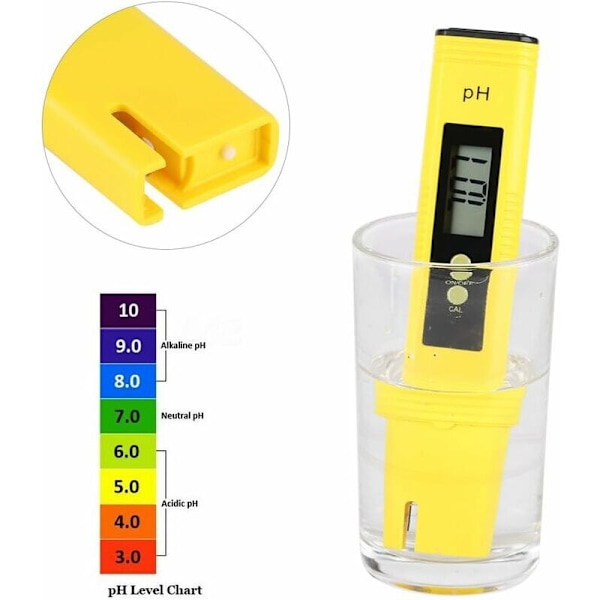 PH Digital Mätpenna med Digital LCD-Display 0.00-14.00 Mätområde 0.01 pH för Akvarium, Poolvatten