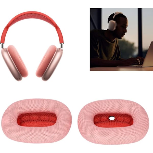 Öronkuddar, 2 st öronkuddar ersättning i memory foam form i flexibelt proteinläder reservkudde för airpod-hjälm (rosa)