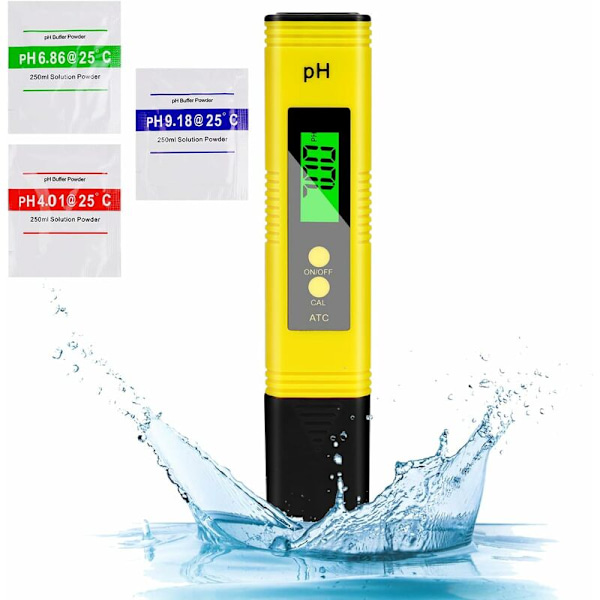 Digital pH-måler, høj præcision pH-tester 0,01, læsepræcision 2% pH-vandtester, pH-meter til drikkevand, pools, hydroponi, akvarier