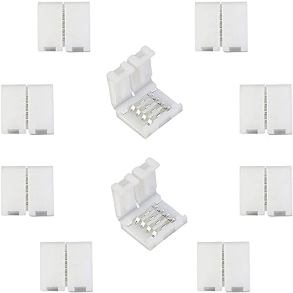 RGB 5050 LED-stripekontakt 4-pinners hurtigkontakter for 10 mm bred SMD 5050 RGB vanntett og ikke-vanntett RGB LED-stripe, fri lodding (10 stk) [