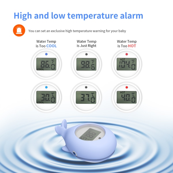 Nyfødt Termometer, Rom- og Badetermometer, Rask og Nøyaktig Vannmåling med Lydløs Alarm, Flytende Badekartermometer