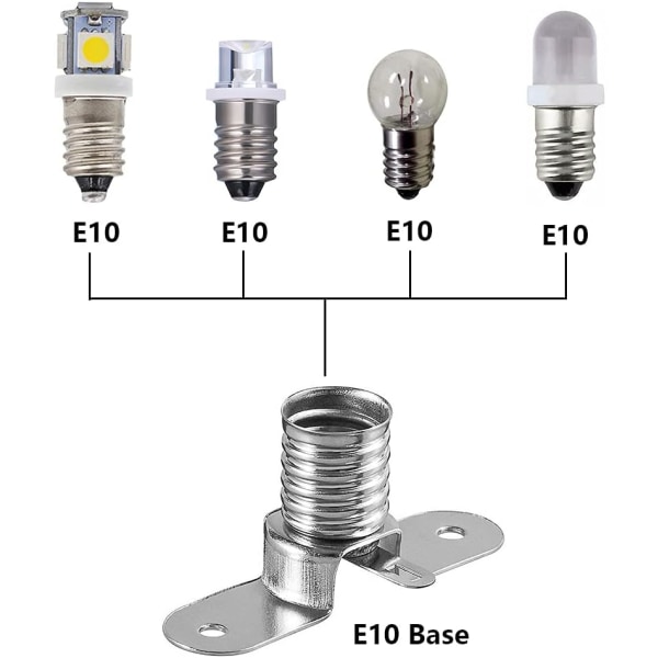 10 stk E10 LED pærefatning indskruet pæreholder til elektriske tests