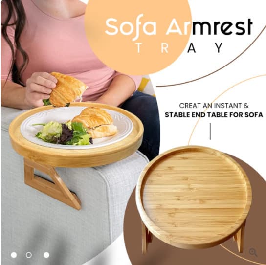 Naturlig Bambu Bordsoffa Armstöd Clip Bricka