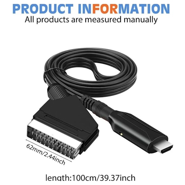 Scart–HDMI-kaapeli – Scart–HDMI-adapteri – All-in-One Scart–HDMI 1080p/720p ääni- ja videomuunnin
