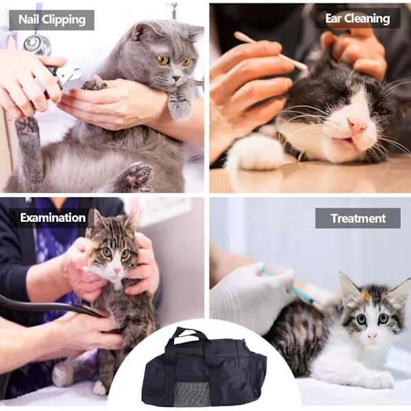 Kattvårdsväska, Justerbar Mesh Kattduschväska, Anti-repa Andningsbar för Kattbitsäker Under Intravenös Undersökning Bad Manikyr