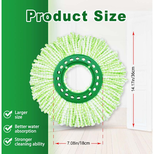 4-pack Ersättningsmopphuvuden för Libman Tornado Spin Mop, Återanvändbart Mikrofiber Ersättningshuvud för Libman Tornado Spin Mop System, Lätt att Byta, Ma