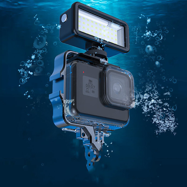 IPX8 vedenpitävä himmennettävä tehokas vedenalainen valo 8 värisuodattimella ja alumiiniseospystysuuntaisella kiinnikkeellä GoPro Hero 11/10/9 Insta360 X3/DJI A