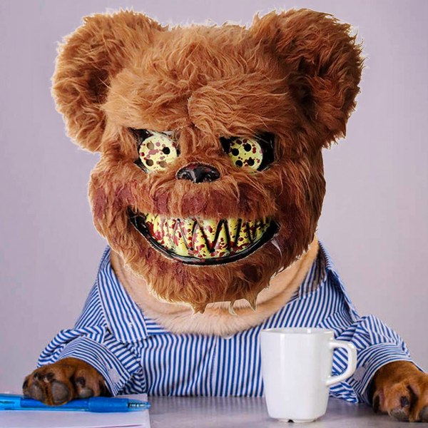 Halloween Kanin Maske, Blodig Kanin Maske Cosplay, Pelsmaske med ører, slemme kanin fest dekorationer, uhyggelige masker