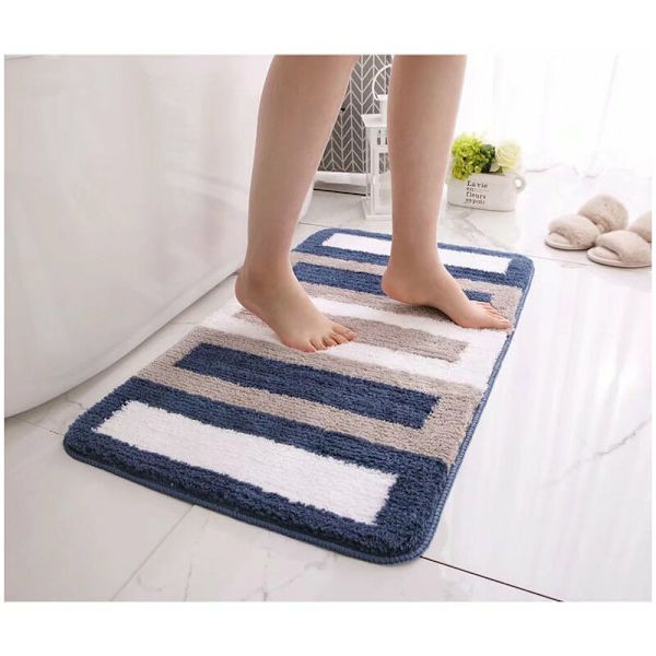 Absorberende fodmåtte til badeværelse badekar blå 50*80cm