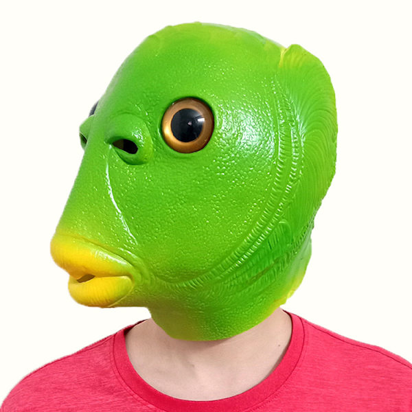 Grön huvud fisk huvudskydd mask söt konstig rolig sandskulptur fisk huvud monster grön