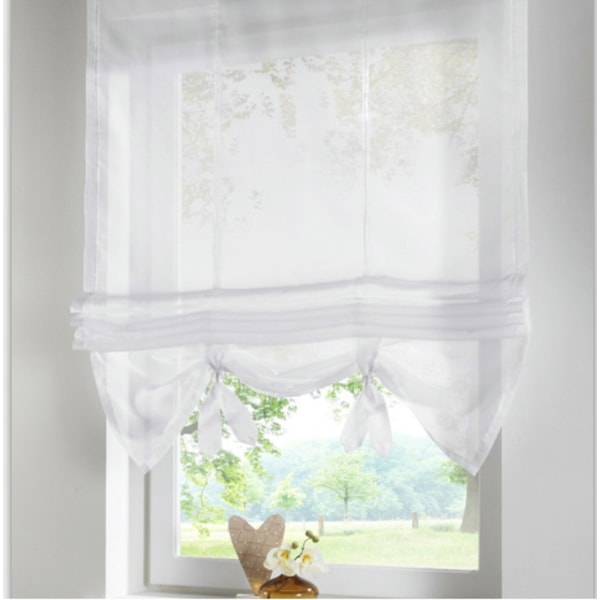 Vit, BxH 140 x 155 cm Romersk gardin 1 st med öglor, gardiner, kök, transparent, gardin med öglor, gardiner, modern voile