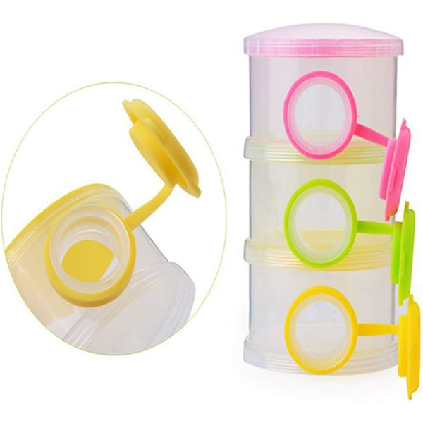 Baby mjölkpulverlåda, formelpulverdispenser, bärbar formelpulverdispenser, 3 lager bärbar mjölkpulverdispenser för utomhusresor