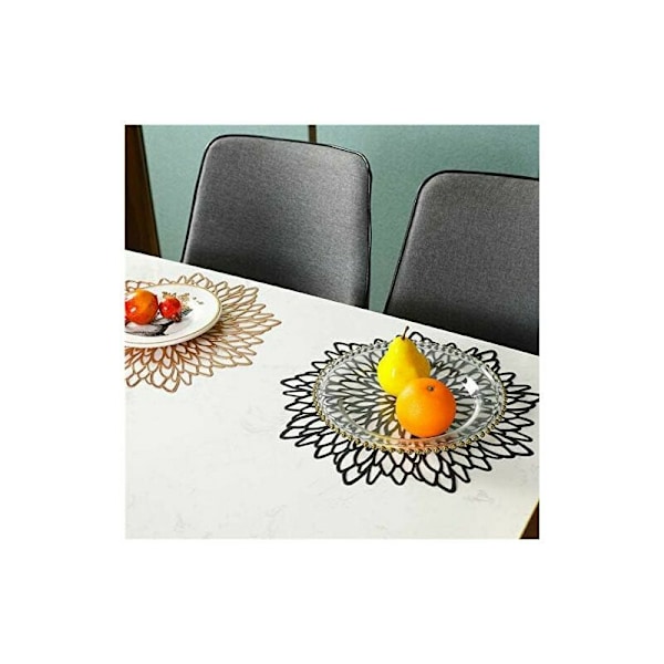 4 kappaletta mustia pöytäliinoja, ontto pyöreä pöytäsetti, pyöreät pöytäliinat muoviset pöytämatot (musta)