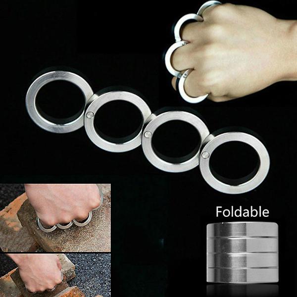 Rostfritt stål utomhus roterbar hopfällbar ring, finger spänne, 4 stycken för män och kvinnor