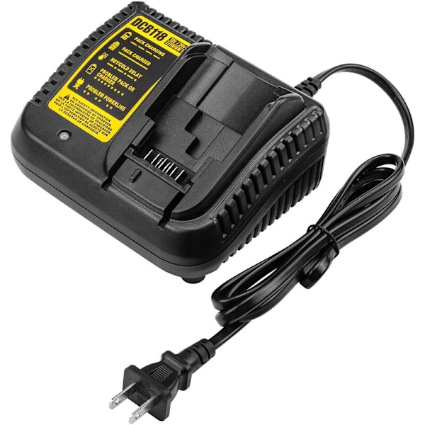 Passer til DEWALT 18650 oplader 3A Batterioplader hurtig sort og gul