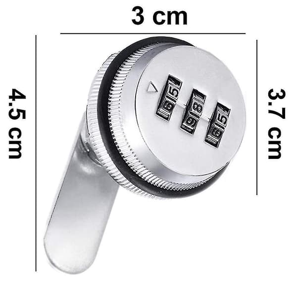 30mm skabs skuffe kode kombination lås postkasse uden nøgle sølv