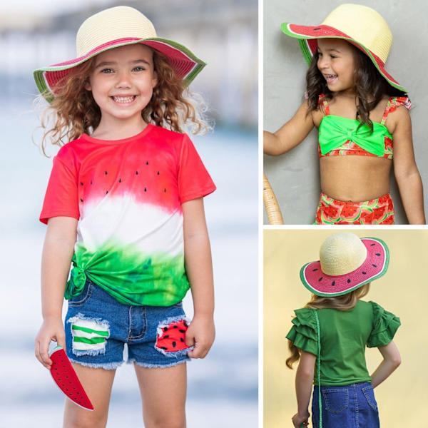 Jentebarn Sommer Halm Bred Bremskjerm Strand Solhatt