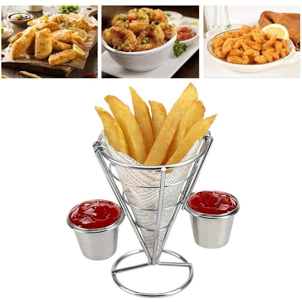 Metall Fransk Fries Holder, Buffet Cone Snack Display Stand Kan Brukes Til Å Holde Friterte Snacks Kyllingfilet