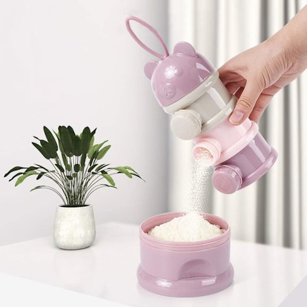 Bärbar pulvermjölksdispenser, 2 fack för pulvermjölksförvaring, sidöppnande pulverbox, förvaringsbox för mat för resor och utomhusbruk (V