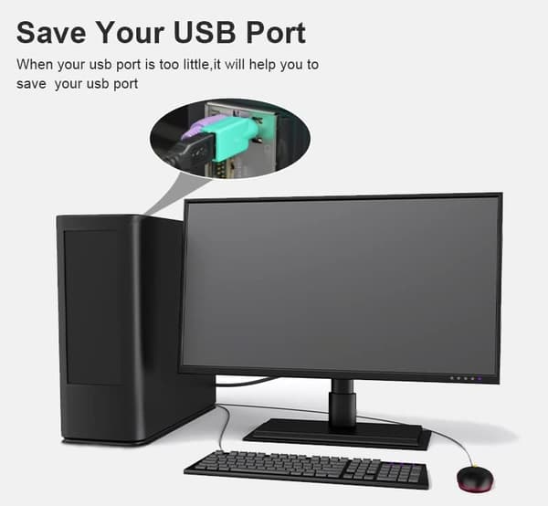 PS2 til USB hunn til PS/2 adapter lader hann konverter for tastatur