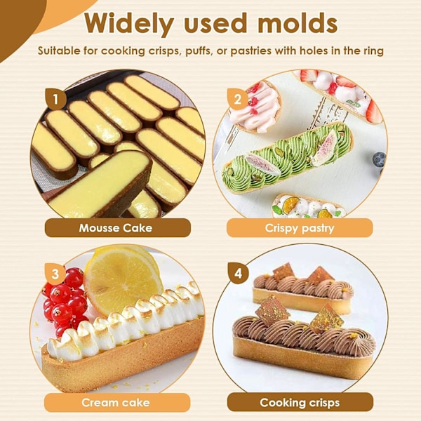 8 st Dessert Mousse Perforerad Kakring, Fransk Frukt Oval Tart Ring Pie Ring Quiche Cake Mold, Mousse Ring