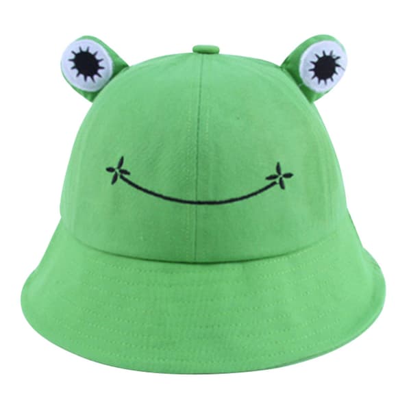 Hink med broderade grodöron - andningsbar bomull - grön