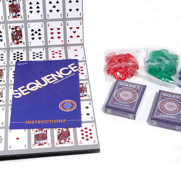 Sequence Premium Stunning sett med gigantisk sjakkbrett (20,25 x 26,25 tommer), eksklusive brikker og deluxe-kort, blå, alder 7+