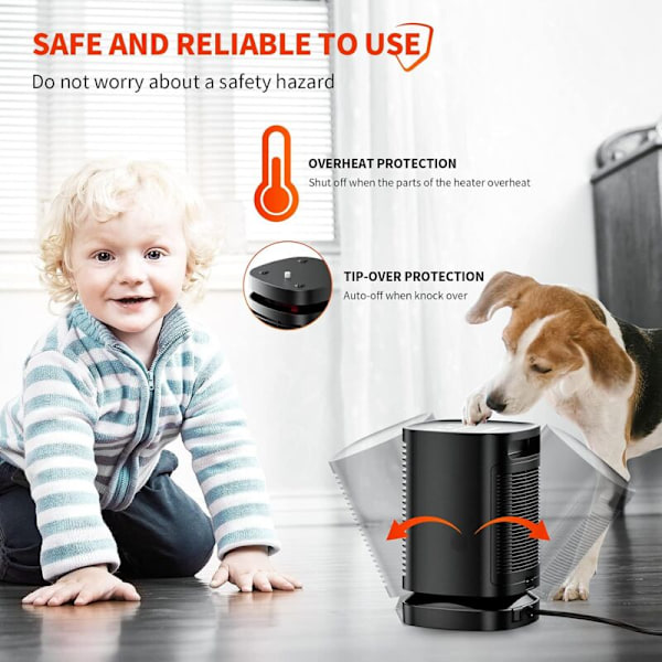 Liten värmefläkt med liten värmetermostat PTC elektrisk portabel radiator med 3 tysta mini keramiska lägen radiator för skrivbord