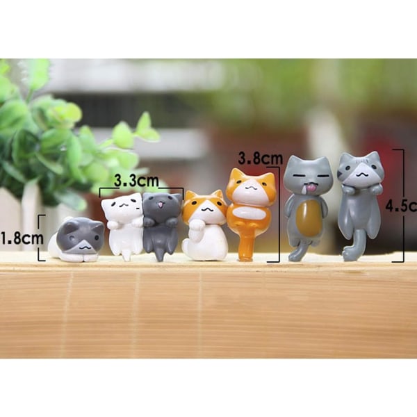 Miniatyr Lyckokatt DIY Figurer, 6-pack Mini Fe Trädgård Hängande Katt Figur Mikro Landskap Hem Trädgård Dekor Krukväxter Bonsai Hantverk Dekor Ca