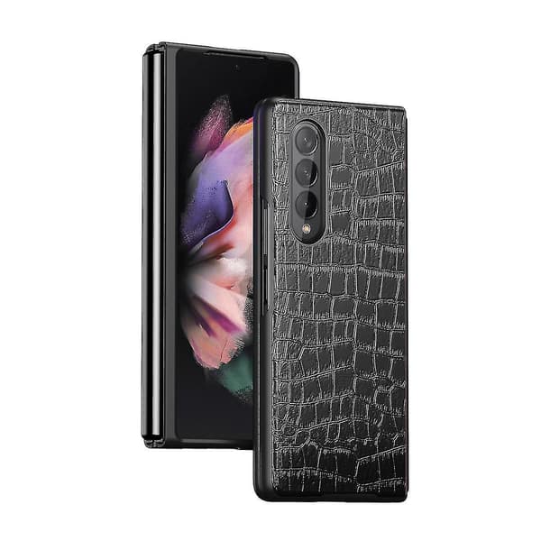 Krokodilskinnsmönstrad PU-läderfodral Kompatibelt med Samsung Galaxy Z Fold 4, Hård PC-ram Stötsäkert Skydd
