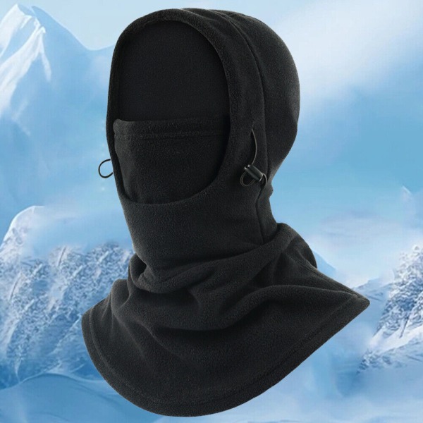 Fleece Balaclava Skimaske - Vintermaske for Menn og Kvinner - Maske for Ekstremt Kaldt Vær Skigir Svart