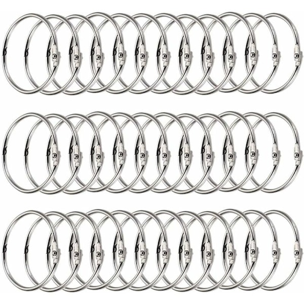 Bogringe, binderinge, 100 stk. metal nøgleringe med leddelte ringe til album scrapbøger af metal brusebad (25 mm)