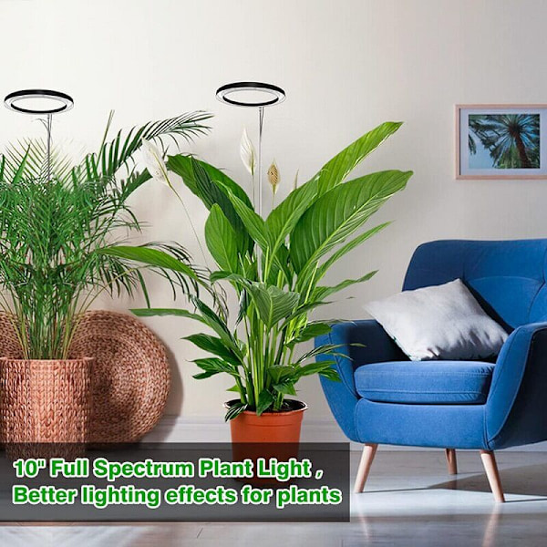 Fuld Spektrum LED Plantelys til Indendørs Planter, 147cm, Justerbar Højde med 70 LEDs, 3/9/12 Timers Timer