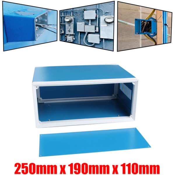 Elektroniikan liitosrasia Metalliprojekti DIY Sininen 250mm x 190mm x 110mm