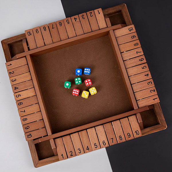 Luk boksen spil i træ - Luk boksen tal terningspil for 1-4 spillere - Klassisk brætspil - Matematikspil til børn, der lærer addition