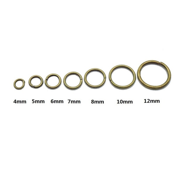 500 O-ringe, Flere størrelser, Åbne ringe, Enkelt ringe, Jern ringe, C-ringe, Forbindelses ringe, DIY smykker tilbehør, 7x0.9 mm tykke (Guld).