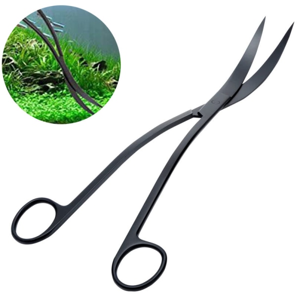Bølgesaks i rustfritt stål for akvarier, tang for akvatiske planter, saksverktøy for fisketankplanter, svart