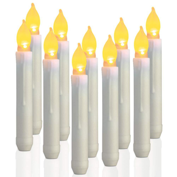 12 stk. Flammeløse LED-stearinlys Lys Batteridrevet Votiv LED-spidslys til jul Bryllup Fødselsdagsfest Halloween Værelsesdekorationer, 6,5 x 0