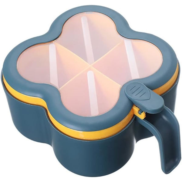 Blå Multi-Grid Kryddbox Med Förvaringsstartkruka Kryddad Skedsbehållare Salt Shaker Saltlösning Kryddbehållare
