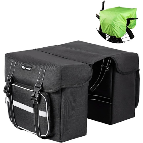 Cykeltaske bagage bagage skure dobbelt baghjul taske 25L Stor kapacitet alsidig indstilling taske med regnslag til cykel/motorcykel