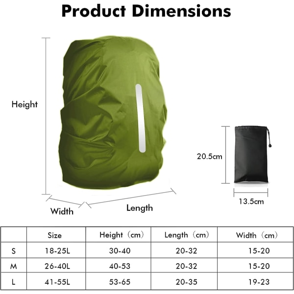 2-pak vandtæt regnslag til rygsæk, reflekterende rygsæk regnslag til anti-støv/anti-tyveri/cykling/vandring/camping/rejser/udendørs aktiviteter