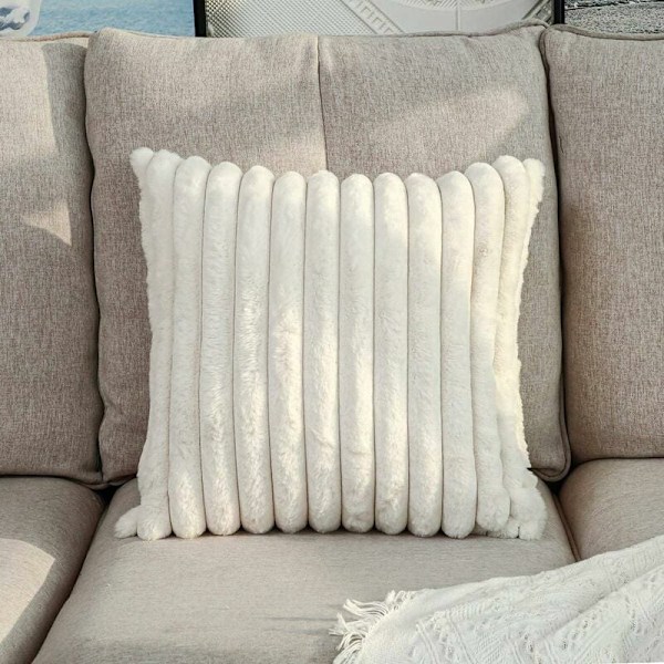 Kudde och kuddfodral Set med 2 dekorativa kuddfodral i Fuskpäls Faume med suddiga ränder Svettkuddöverdrag för soffa sovrum 50 x 50 cm