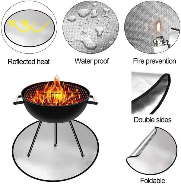 36 tums rund Ember eldstad matta, eldfast matta, brandsäker under grillmatta, grillmatta, golvmatta, däckskydd, eldfast, skydda däck gräs utomhus