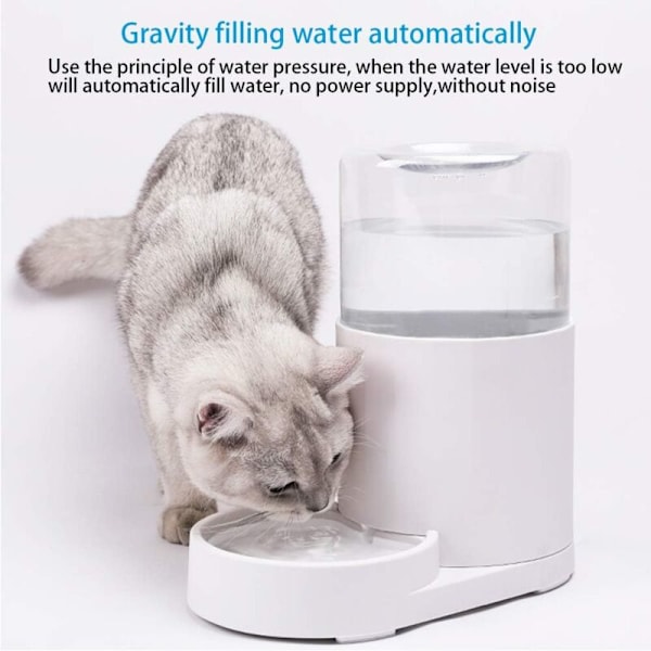 2,5l Distrunner för katt- och hundfontän, automatisk vattenfontän med katter som dricker och äter, stor kapacitet, gravitationsmatad vattenautomat
