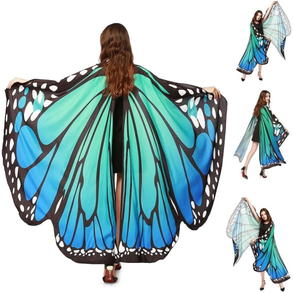 Vuxen Fjärilsvingar Manteln 168 * 140cm Vuxen Fjärilsdräkt Polyester Fjärilsvingar Manteln Vuxen Maskerad Färgglad för Halloween, Jul,
